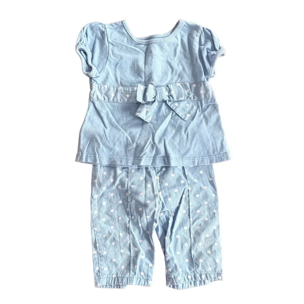 Vintage Y2K Kids Baby Girl Garanimals 2-Piece Baby Blue Polka Dot Set Size 18M